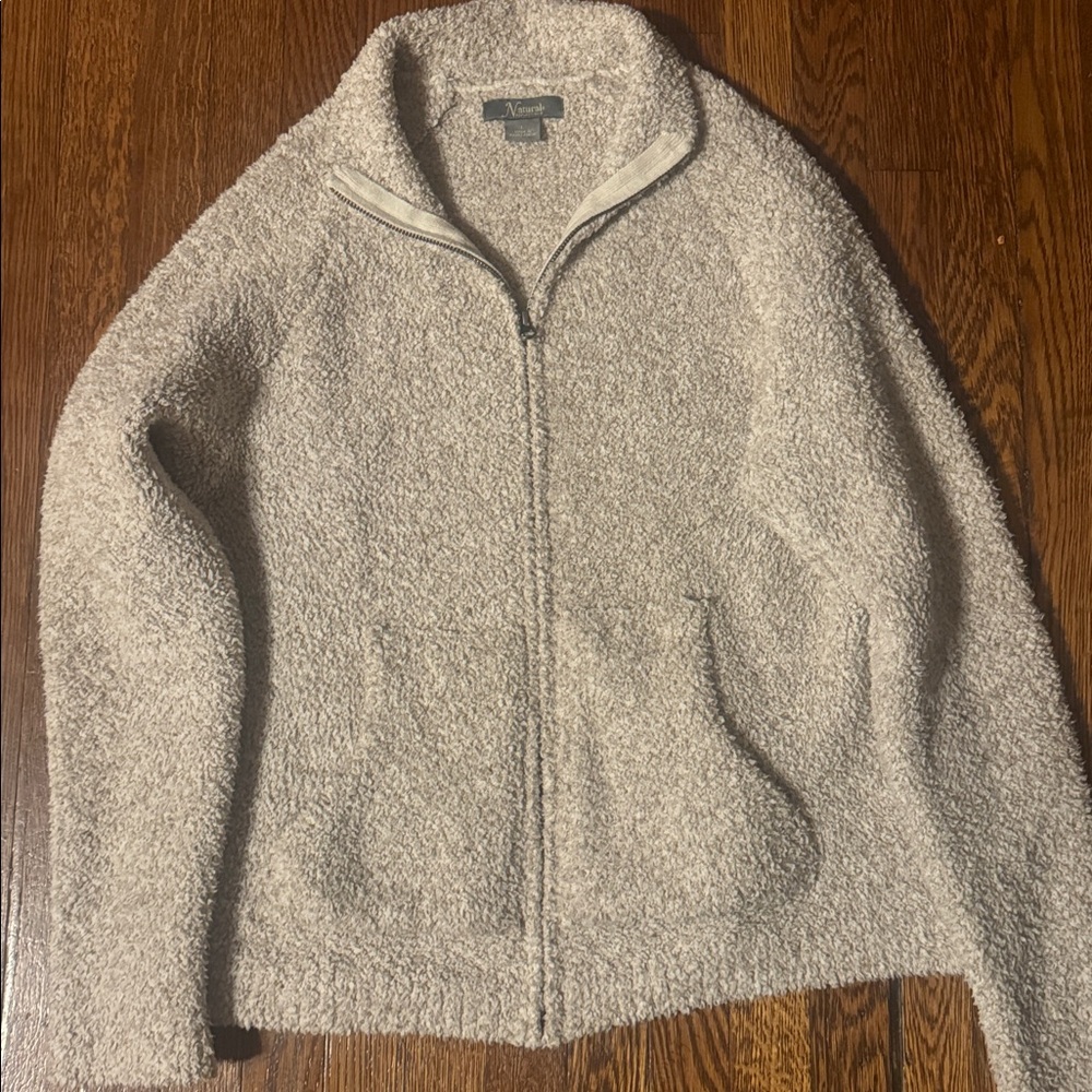 Natural Reflections Beige Cream Zip Up Cozy Sweater Size L - Picture 6 of 6
